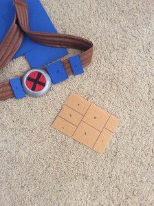 Mapping out the belt pieces.