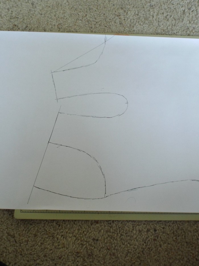 An alteration I made to the Crystal Lake pattern for Supergirl. The pattern has a scoop back, so I extended the back piece up.