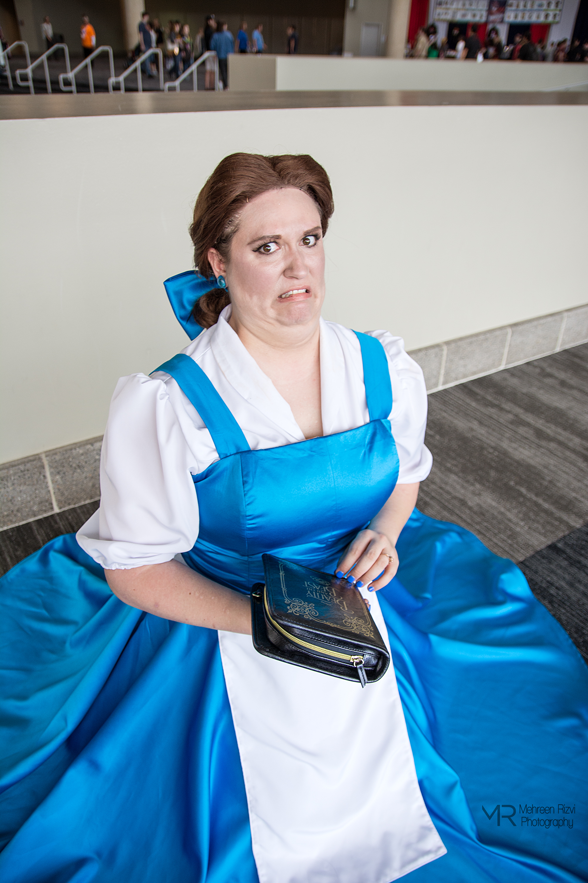 thumbnail image 2 of Adult Beauty And The Beast Belle Blue Maid Dress Cosplay Costume Halloween Party 2 of 10