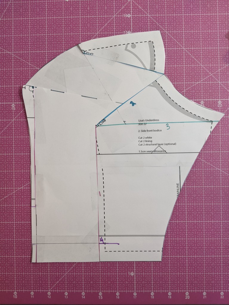 Overhead shot of final side front piece. 